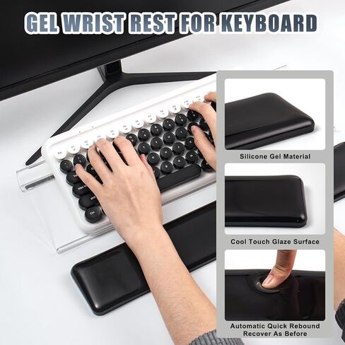 Computer Keyboard Wrist Rest,Ergonomic Keyboard Riser for Easy Typing with Gel Wrist Pad, Anti-Slip Comfort Keyboard Wrist Pad for Desktop Relieve Pain (Black, Single Wrist Rest) in Saudi Arabia