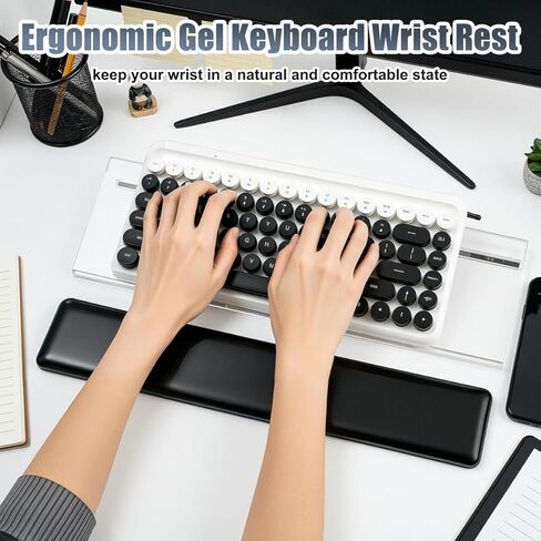 Computer Keyboard Wrist Rest,Ergonomic Keyboard Riser for Easy Typing with Gel Wrist Pad, Anti-Slip Comfort Keyboard Wrist Pad for Desktop Relieve Pain (Black, Single Wrist Rest) in Saudi Arabia