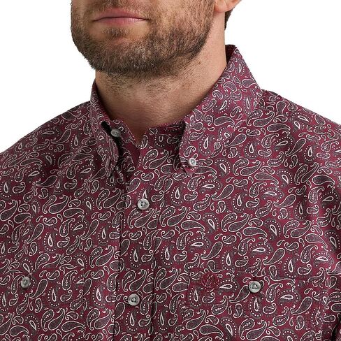 Wrangler Mens Wine Paisley George Strait Long Sleeve Button Down Shirt in Saudi Arabia