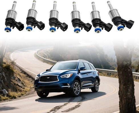 6pcs 16600-6KA0A Fuel Injectors Fit for 2016 2017 2018 2019 2020 Nissan Pathfinder Infiniti JX35 QX60 3.5L Replacement for 166006KA0A FJ1548 in Kuwait