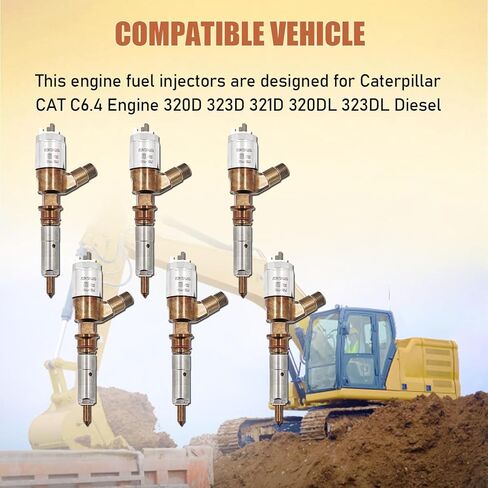 326-4700 Fuel Injectors Common Rail 6PCS Fit For Caterpillar CAT C6 C6.4 Engine 320D 323D 321D 320DL 323DL Diesel Relace# 295-9130 326-4700 10R-7675 32F61-00062 in Kuwait