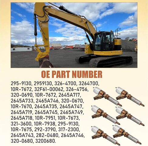 326-4700 Fuel Injectors Common Rail 6PCS Fit For Caterpillar CAT C6 C6.4 Engine 320D 323D 321D 320DL 323DL Diesel Relace# 295-9130 326-4700 10R-7675 32F61-00062 in Kuwait