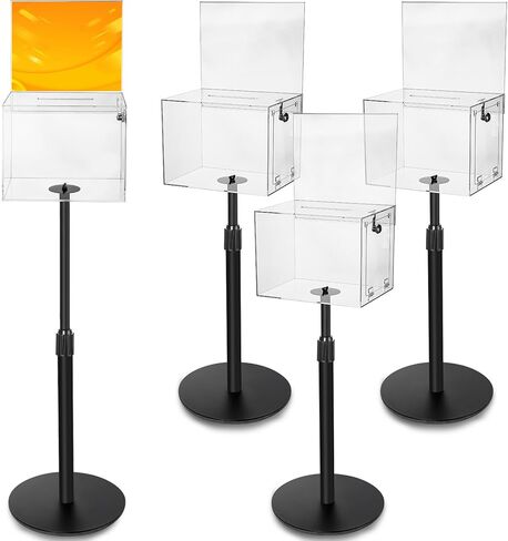 2 Pack Suggestion Box with Lock and Keys 11"x 8.25" x 8.25" Acrylic Donation Box with Stand Offering Box Raffle Box Display Stand Sign Holder with Slot for Office Charity Church Collection in Saudi Arabia