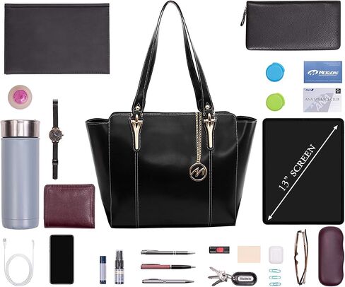 McKlein ALICIA, Leather Ladies' Tote with Tablet Pocket, Laptop Bag for Women Lightweight Leather, Computer Tote Bag in Kuwait