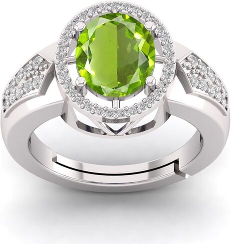 7.25 Carat Natural Peridot Gemstone Engagement & Promise Solitaire Silver Ring Jewelry for Women in Kuwait