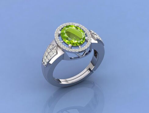 7.25 Carat Natural Peridot Gemstone Engagement & Promise Solitaire Silver Ring Jewelry for Women in Kuwait