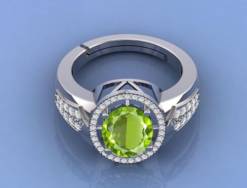 7.25 Carat Natural Peridot Gemstone Engagement & Promise Solitaire Silver Ring Jewelry for Women in Kuwait