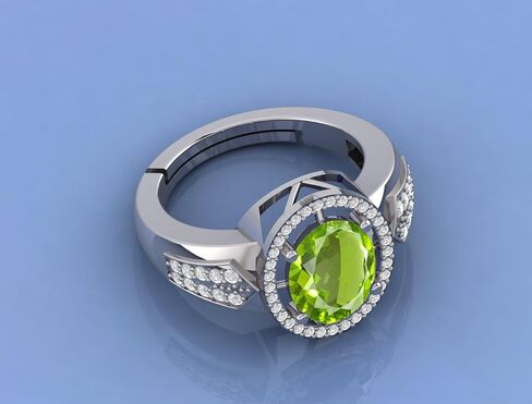 7.25 Carat Natural Peridot Gemstone Engagement & Promise Solitaire Silver Ring Jewelry for Women in Kuwait