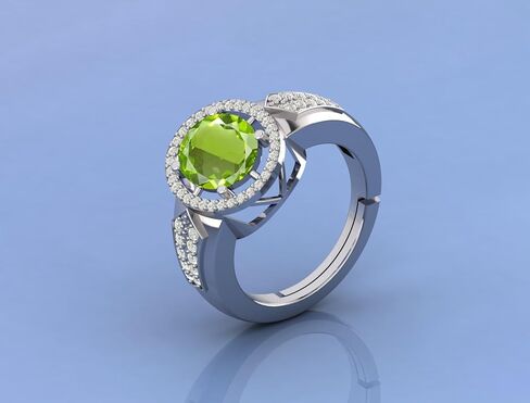 7.25 Carat Natural Peridot Gemstone Engagement & Promise Solitaire Silver Ring Jewelry for Women in Kuwait