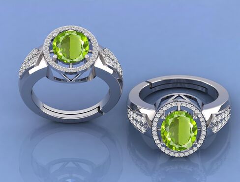 7.25 Carat Natural Peridot Gemstone Engagement & Promise Solitaire Silver Ring Jewelry for Women in Kuwait