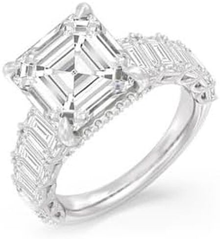 Jewels by Parijaat 3 CT Asscher Cut Created White Diamond Prong Set Wedding Engagement Ring In 14K White Gold Plated 925 Sterling Silver in Saudi Arabia