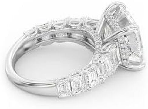 Jewels by Parijaat 3 CT Asscher Cut Created White Diamond Prong Set Wedding Engagement Ring In 14K White Gold Plated 925 Sterling Silver in Saudi Arabia