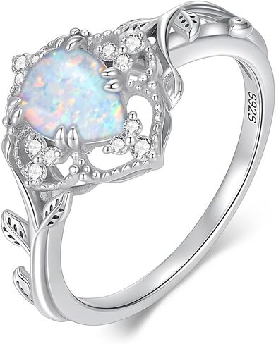YDD 1.5ct Pear Cut Opal Engagement Rings for Women Genuine Opal Rings for Women 925 Sterling Silver Art Deco Vine Leaf Anniversary Promise Ring in Kuwait