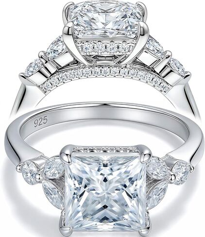 D Colors VVS1 Moissanite Rings for Women 925 Sterling Silver Engagement Rings for Her Bridal Anniversary Size 5-10 in Kuwait