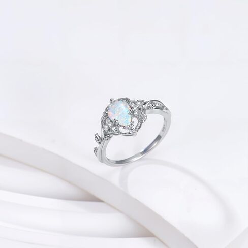 YDD 1.5ct Pear Cut Opal Engagement Rings for Women Genuine Opal Rings for Women 925 Sterling Silver Art Deco Vine Leaf Anniversary Promise Ring in Kuwait