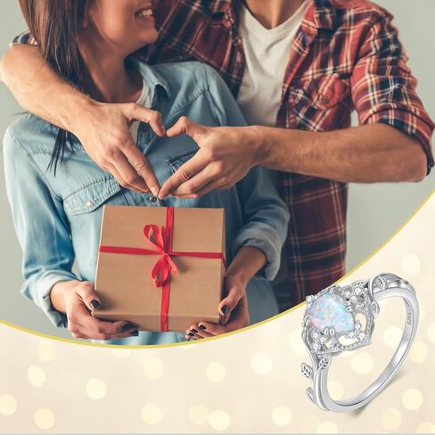 YDD 1.5ct Pear Cut Opal Engagement Rings for Women Genuine Opal Rings for Women 925 Sterling Silver Art Deco Vine Leaf Anniversary Promise Ring in Kuwait