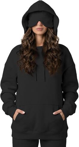 Ainangua Womens Oversized Pullover Essentials Hoodie with Eye Mask Comfor Airplane Mode Travel Office Vacation Sweatshirt in Kuwait