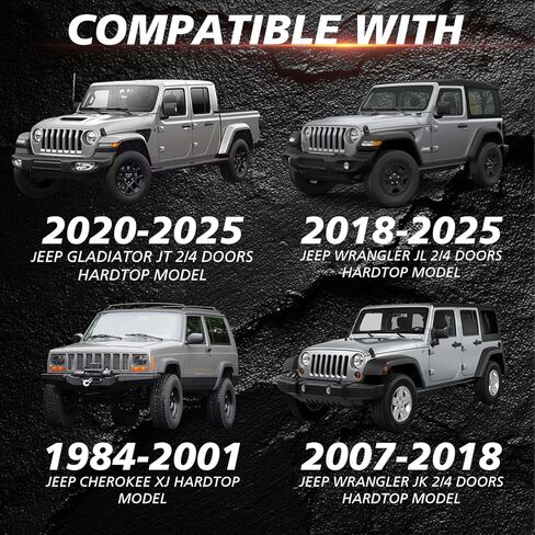 دعامات تثبيت رف السقف متوافقة مع Wrangler JL JK 2007-2024، Gladiator JT، Cherokee XJ 1984-2001، فولاذ شديد التحمل، 4 قطع in Kuwait