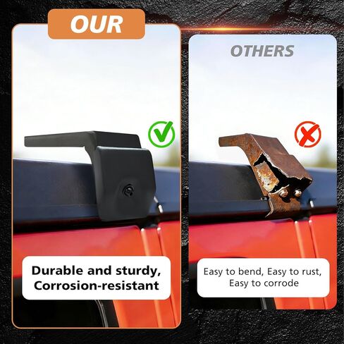 دعامات تثبيت رف السقف متوافقة مع Wrangler JL JK 2007-2024، Gladiator JT، Cherokee XJ 1984-2001، فولاذ شديد التحمل، 4 قطع in Kuwait