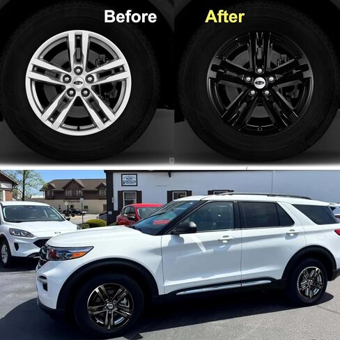 أغطية عجلات مقاس 18 بوصة متوافقة مع Ford Explorer 2020 2021 2022 2023 2024؛ مجموعة من 4 أغطية للعجلات؛ أسود لامع in Kuwait