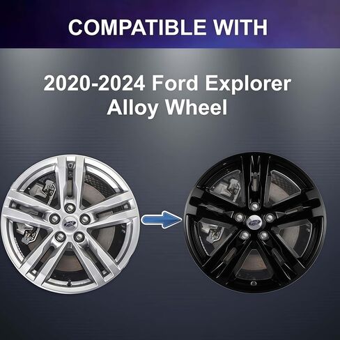 أغطية عجلات مقاس 18 بوصة متوافقة مع Ford Explorer 2020 2021 2022 2023 2024؛ مجموعة من 4 أغطية للعجلات؛ أسود لامع in Kuwait