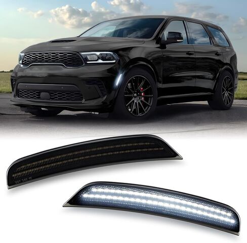D-Lumina Smoked Lens 2-Row Full LED Side Marker Light Compatible with Dodge Durango 2021 2022 2023 2024 2025, Front Bumper LED Side Lights LED Turn Signal Light Kit White for Driver & Passenger Side in Saudi Arabia