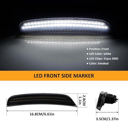 D-Lumina Smoked Lens 2-Row Full LED Side Marker Light Compatible with Dodge Durango 2021 2022 2023 2024 2025, Front Bumper LED Side Lights LED Turn Signal Light Kit White for Driver & Passenger Side in Saudi Arabia