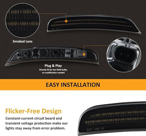 D-Lumina Smoked Lens 2-Row Full LED Side Marker Light Compatible with Dodge Durango 2021 2022 2023 2024 2025, Front Bumper LED Side Lights LED Turn Signal Light Kit White for Driver & Passenger Side in Saudi Arabia
