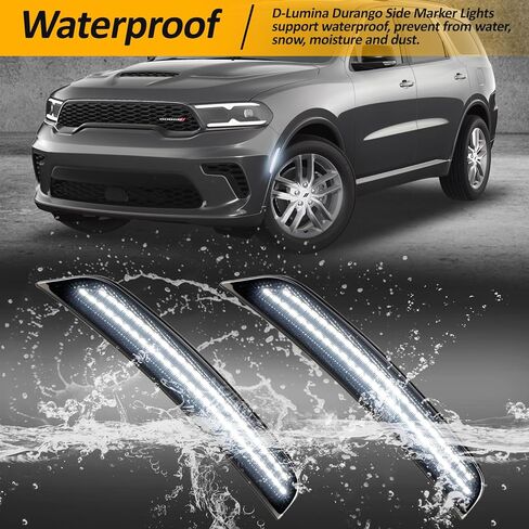 D-Lumina Smoked Lens 2-Row Full LED Side Marker Light Compatible with Dodge Durango 2021 2022 2023 2024 2025, Front Bumper LED Side Lights LED Turn Signal Light Kit White for Driver & Passenger Side in Saudi Arabia