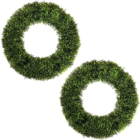 مجموعة Pure Garden مكونة من 2 أكاليل - أكاليل ثعلب صناعية مستديرة مقاس 20 بوصة للربيع أو الصيف أو الشتاء أو الخريف - ديكور خارجي/داخلي للباب الأمامي in Kuwait