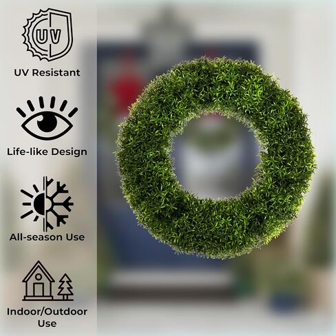 مجموعة Pure Garden مكونة من 2 أكاليل - أكاليل ثعلب صناعية مستديرة مقاس 20 بوصة للربيع أو الصيف أو الشتاء أو الخريف - ديكور خارجي/داخلي للباب الأمامي in Kuwait