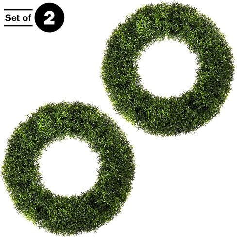 مجموعة Pure Garden مكونة من 2 أكاليل - أكاليل ثعلب صناعية مستديرة مقاس 20 بوصة للربيع أو الصيف أو الشتاء أو الخريف - ديكور خارجي/داخلي للباب الأمامي in Kuwait