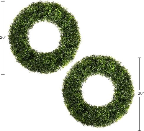 مجموعة Pure Garden مكونة من 2 أكاليل - أكاليل ثعلب صناعية مستديرة مقاس 20 بوصة للربيع أو الصيف أو الشتاء أو الخريف - ديكور خارجي/داخلي للباب الأمامي in Kuwait