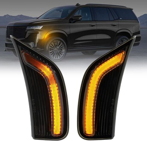 استبدال أضواء العلامات الجانبية NJSBYL Tahoe LED لعام 2021 2022 2023 2024 GMC Yukon XL Chevy Tahoe Suburban Escalade ESV عدسة مدخنة كهرمان LED سائق علامة الركاب القيادة مصابيح موقف وقوف السيارات in Saudi Arabia