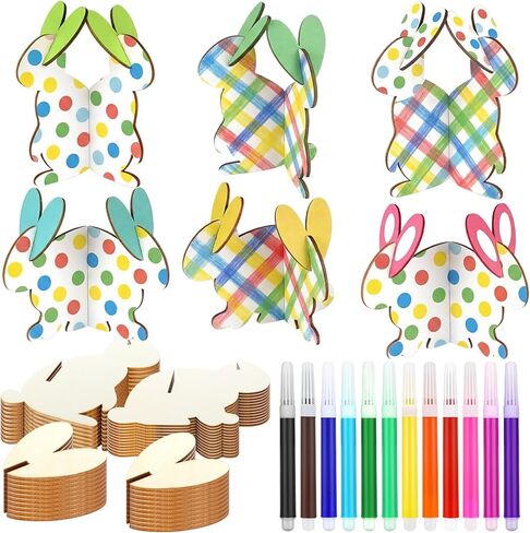 Blosssound 36 Pcs Pumpkin Wood DIY Crafts Cutouts with 12 Colored Markers Fall Unfinished Pumpkin Wood Slices DIY Crafts Pumpkin Decor Freestanding Pumpkin Ornaments for Thanksgiving Table Tiered Tray in Kuwait