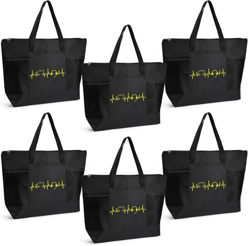 6 Pcs 911 Dispatcher Appreciation Gift Tote Bags with Mesh Pocket for Women Thank You Gift for Dispatch Coworker in Saudi Arabia