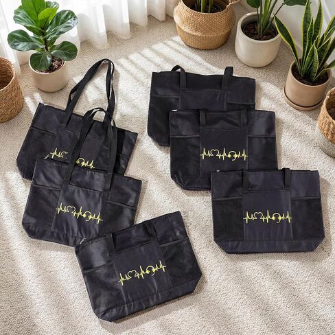 6 Pcs 911 Dispatcher Appreciation Gift Tote Bags with Mesh Pocket for Women Thank You Gift for Dispatch Coworker in Saudi Arabia