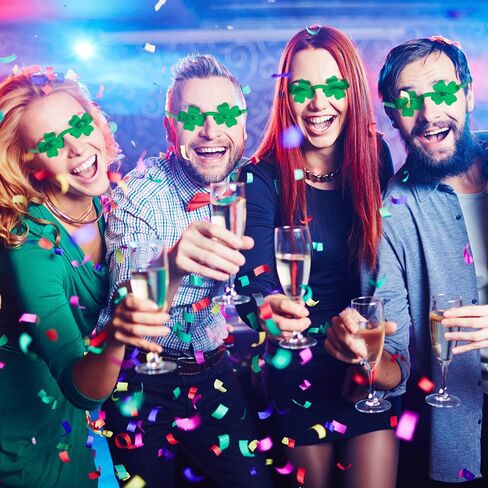 نظارات عيد القديس باتريك شامروك - نظارات شمسية بأربعة أوراق البرسيم نظارات شمسية خضراء محظوظة للبالغين لوازم تزيين هدايا عيد القديس باتريك in Kuwait