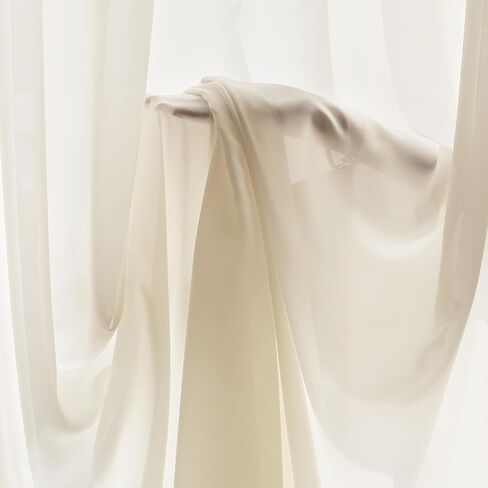 FMFUNCTEX Sheer Non-See-Through Butter Cream Curtains for Bedroom, Faux Silk That Let Light Curtains 108 inches Long Light Filtering Privacy Sheer Window Drapes for Living Room, Rod Pocket 2Panels Set in Kuwait