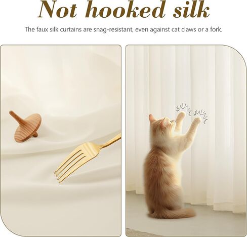 FMFUNCTEX Sheer Non-See-Through Butter Cream Curtains for Bedroom, Faux Silk That Let Light Curtains 108 inches Long Light Filtering Privacy Sheer Window Drapes for Living Room, Rod Pocket 2Panels Set in Kuwait