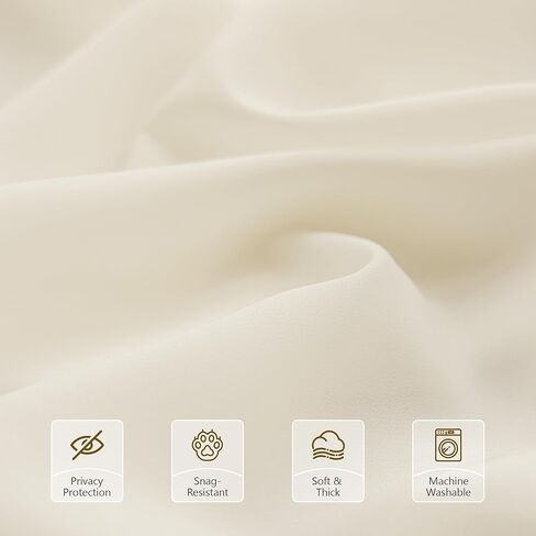 FMFUNCTEX Sheer Non-See-Through Butter Cream Curtains for Bedroom, Faux Silk That Let Light Curtains 108 inches Long Light Filtering Privacy Sheer Window Drapes for Living Room, Rod Pocket 2Panels Set in Kuwait