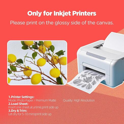 ورق قماش للطباعة، 10 ورقات من القماش القطني القابل للطباعة - 8.5 × 11 بوصة ثقيلة الوزن 390 جرام في المتر المربع ورقة نهائية غير لامعة للطابعة النافثة للحبر، بدون علامة مائية مثالية للحرف اليدوية والصور (CP-01) in Kuwait