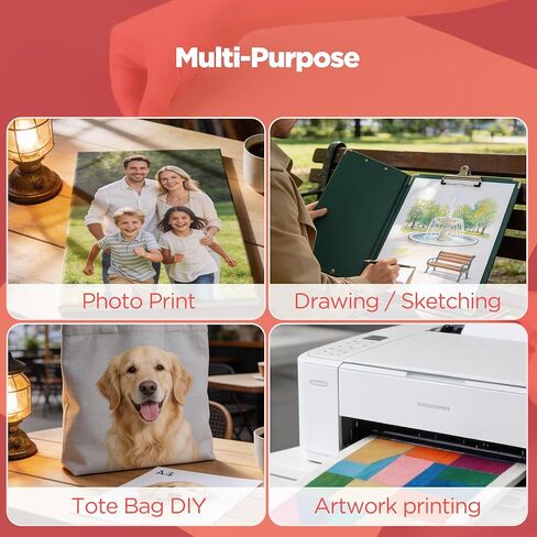 ورق قماش للطباعة، 10 ورقات من القماش القطني القابل للطباعة - 8.5 × 11 بوصة ثقيلة الوزن 390 جرام في المتر المربع ورقة نهائية غير لامعة للطابعة النافثة للحبر، بدون علامة مائية مثالية للحرف اليدوية والصور (CP-01) in Kuwait