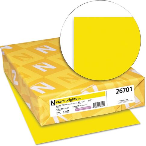 Exact Multi-Purpose Colored Copy Paper, 8-1/2" x 11", 50lb, Bright Yellow, 2 Packs, 26701 in Saudi Arabia