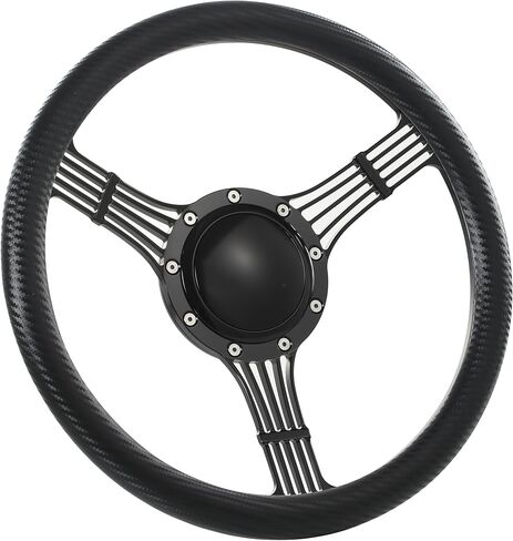 Flashpower 14'' Billet Banjo Half Wrap Steering Wheel with 9 Bolts 2'' Dish and Horn Button (Black) in Saudi Arabia