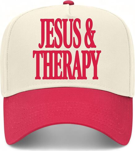 Jesus & Therapy Hat | Premium Adjustable Christian Snapback Baseball Vintage Trucker Hats for Men & Women in Saudi Arabia