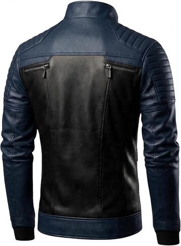 Mens Leather Jacket - Real Lambskin Quilted Shoulder Cafe Racer Leather Motorcycle Jacket Men in Saudi Arabia