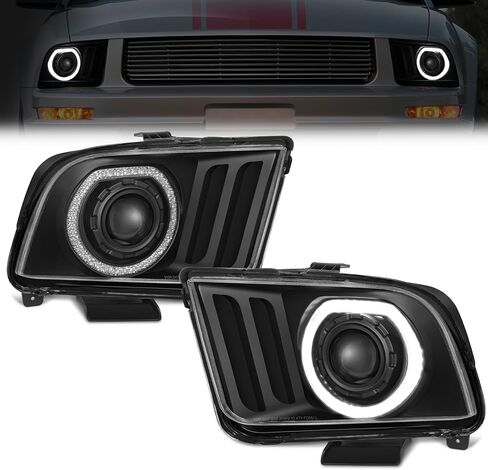 ELH LED Projector DRL Headlight Assembly Fit For 2005-2009 Ford Mustang LED 2005 2006 2007 2008 2009 05 06 07 08 09 Mustang Headlamp in Kuwait