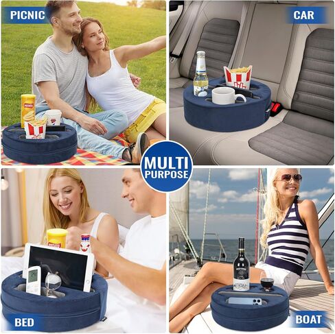 Cup Pillow Holder for Couch – Cup Glass Mug Cozy Pillow | Bed Couch Cup Holder for Snacks, Beverage, Remote | Sofa Drink Buddy for Car, RV, Living Room, Boat, Bedroom (Navy Blue) in Kuwait