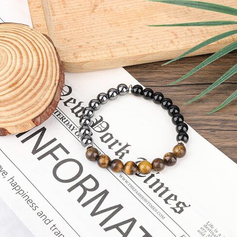Black Tourmaline Obsidian Bracelet, 7.95 Inch Circumference Black Onyx Stone Bracelet Tigers Eye wristband Protection Bead Jewelry for Men Women Birthday Anniversary in Saudi Arabia